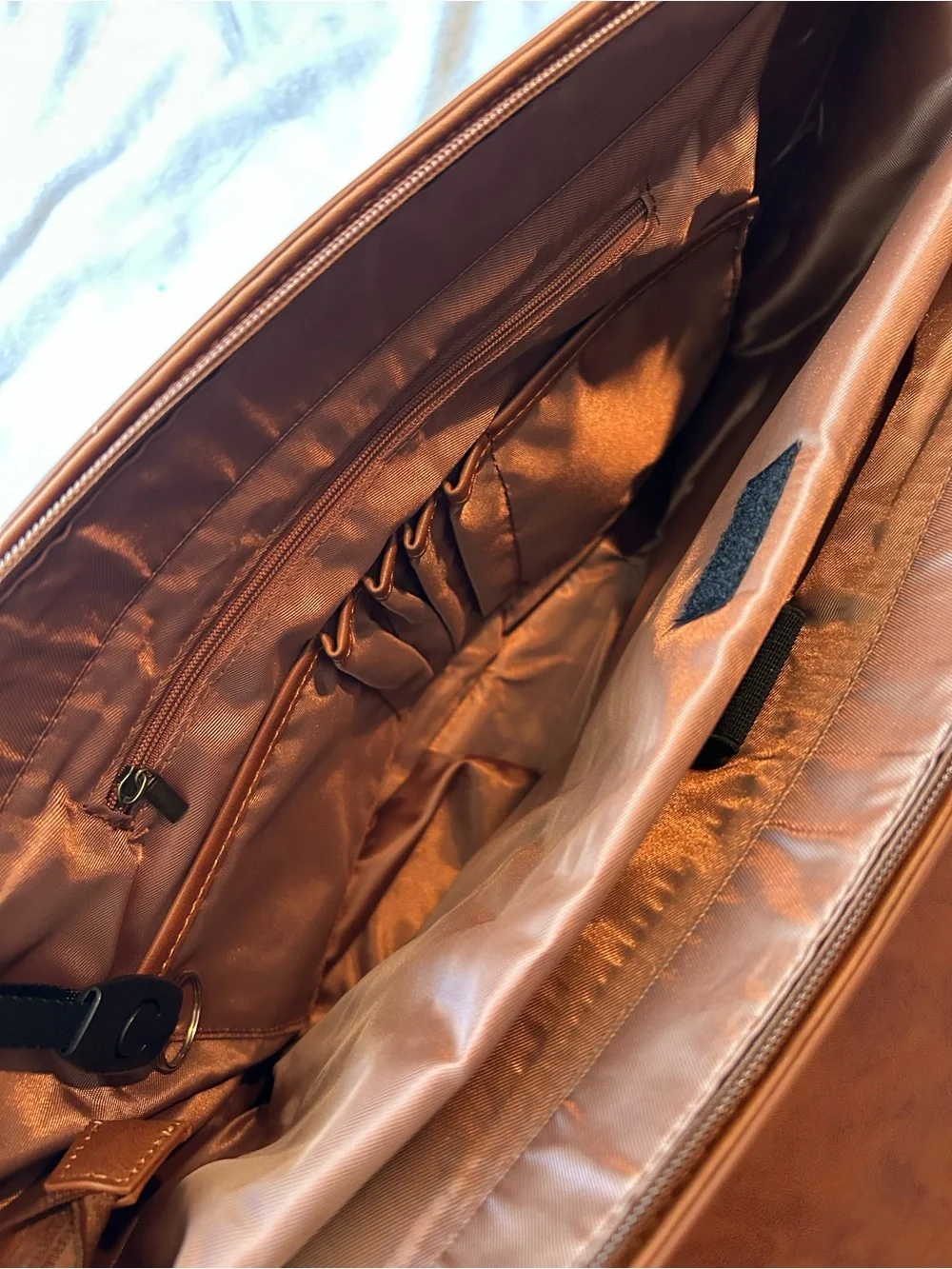 Men's Tan Leather Briefcase with Dual Front Pockets